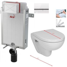 ALCADRAIN Renovmodul - predstenový inštalačný systém s bielym / chróm tlačidlom M1720-1 + WC JIKA LYRA PLUS 49 + SEDADLO duraplastu SLOWCLOSE AM115/1000 M1720-1 LY4