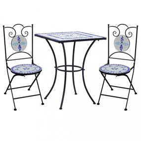 Mozaikový bistro set 3 ks Dekorhome Biela / modrá