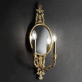 Masiero Majesta – 2-plameňové nástenné svietidlo, zrkadlo, Obývacia izba / jedáleň, mosadz, E14, 60W, L: 22 cm, K: 60cm
