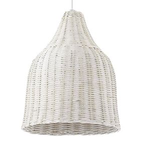 Ideallux Košíková závesná lampa Haunt, biela, Obývacia izba / jedáleň, Vŕbové pletivo, E27, 60W, K: 45cm