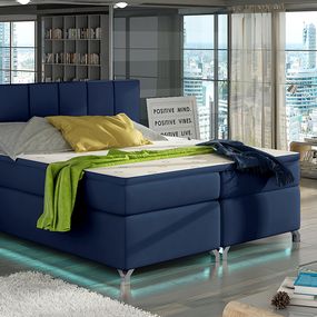 Čalúnená manželská posteľ s úložným priestorom Barino 140 - modrá