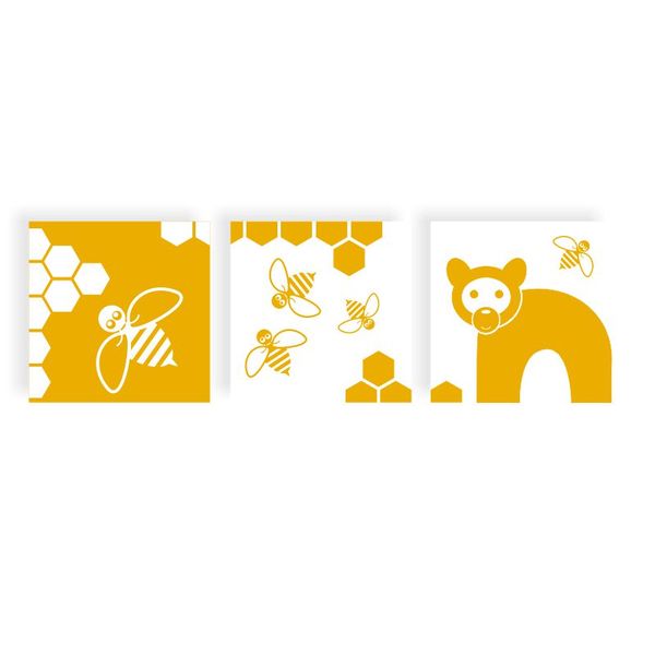 Pieris design Na mede - trojdielny samolepiaci obrázok pre deti žltá
