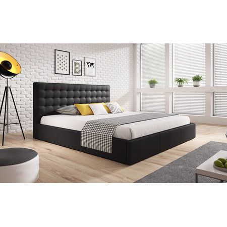 Čalúnená posteľ VERO rozmer 180x200 cm - Eko-koža Čierna