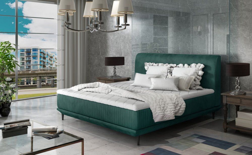 ArtElta Manželská posteľ ASTERIA | 140 x 200 cm Farba: Zelená / Monolith 37