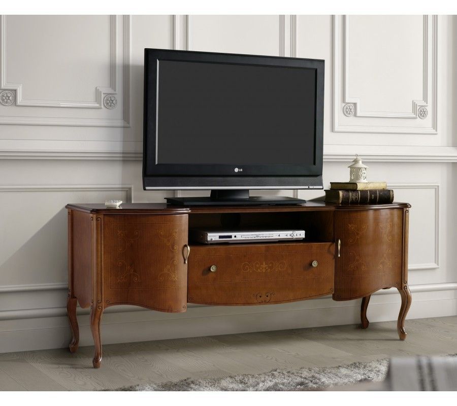 Estila Luxusný vyrezávaný rustikálny TV stolík RUSTICA z masívu klasický štýl