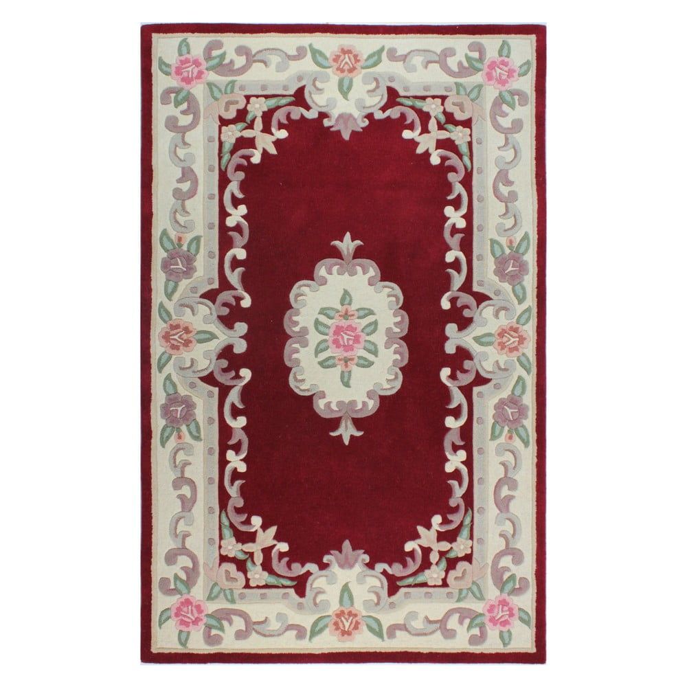 Červený vlnený koberec Flair Rugs Aubusson, 75 × 150 cm