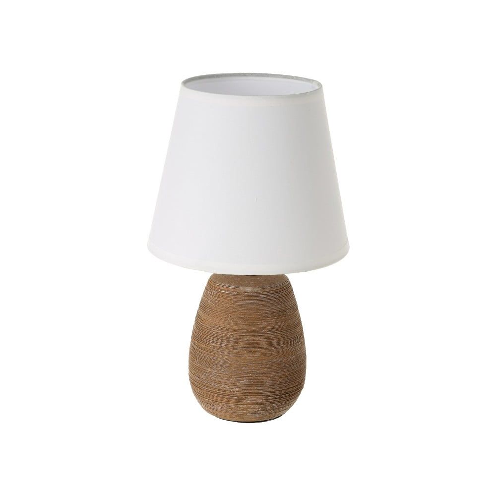 Hnedá keramická stolová lampa s textilným tienidlom (výška 27,5 cm) – Casa Selección