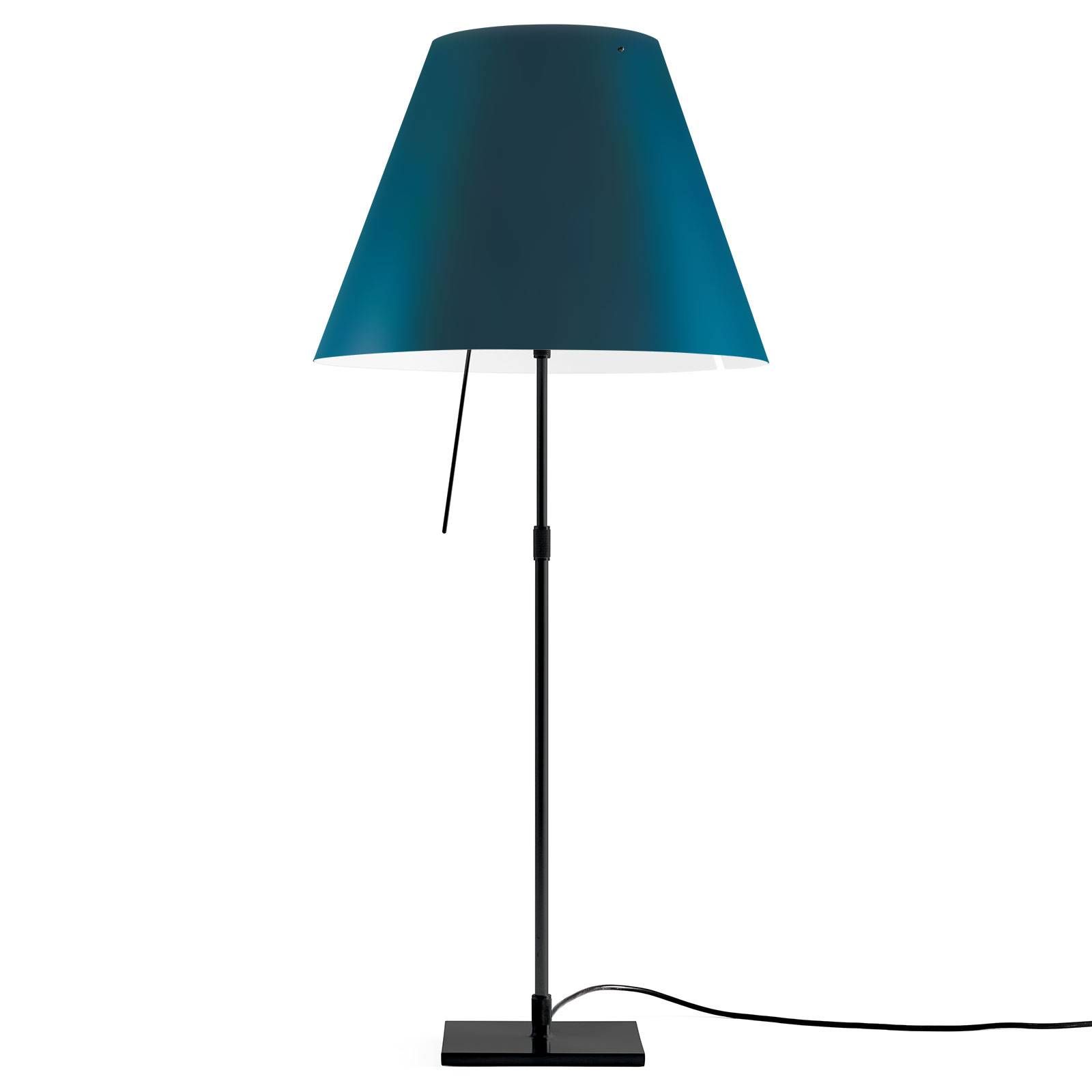 Luceplan Costanza stolná lampa D13 čierna/modrá, Obývacia izba / jedáleň, hliník, polykarbonát, E27, 140W, K: 110cm