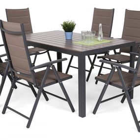Home Garden Záhradný nábytok Ibiza so 6 stoličkami a stolom 150 cm, sivá/taupe