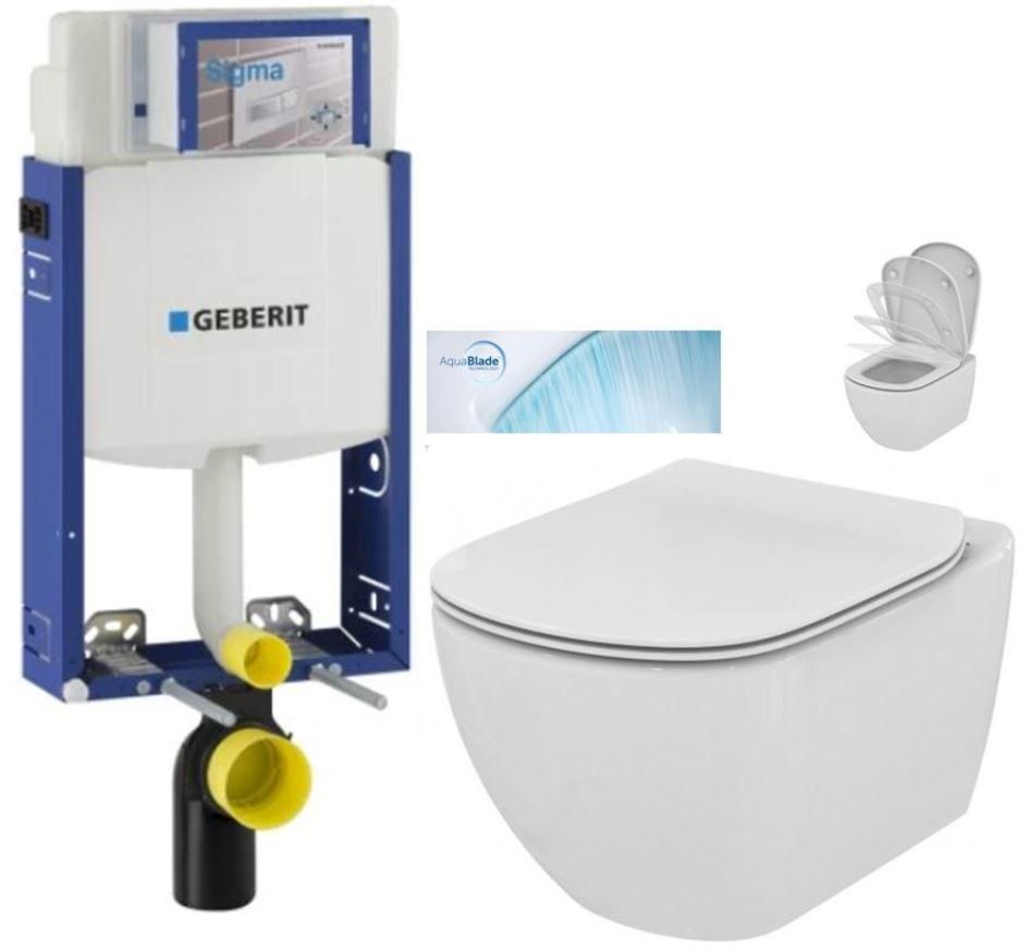 GEBERIT KOMBIFIX ECO, nádržka UP 320 bez tlačidla + WC Ideal Standard Tesi so sedadlom SoftClose, AquaBlade 110.302.00.5 TE1