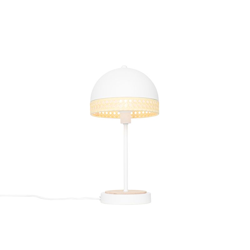 Orientálna stolná lampa biela s ratanom 20 cm - Magna Rattan