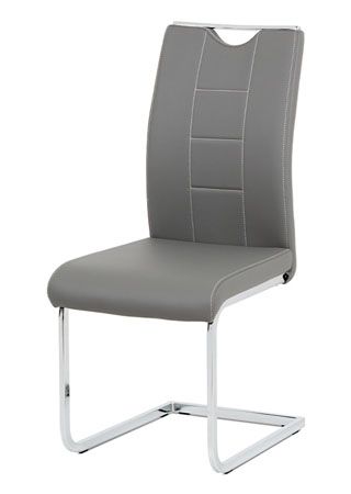 Autronic Jedálenská stolička sivá koženka / chróm DCL-411 GREY