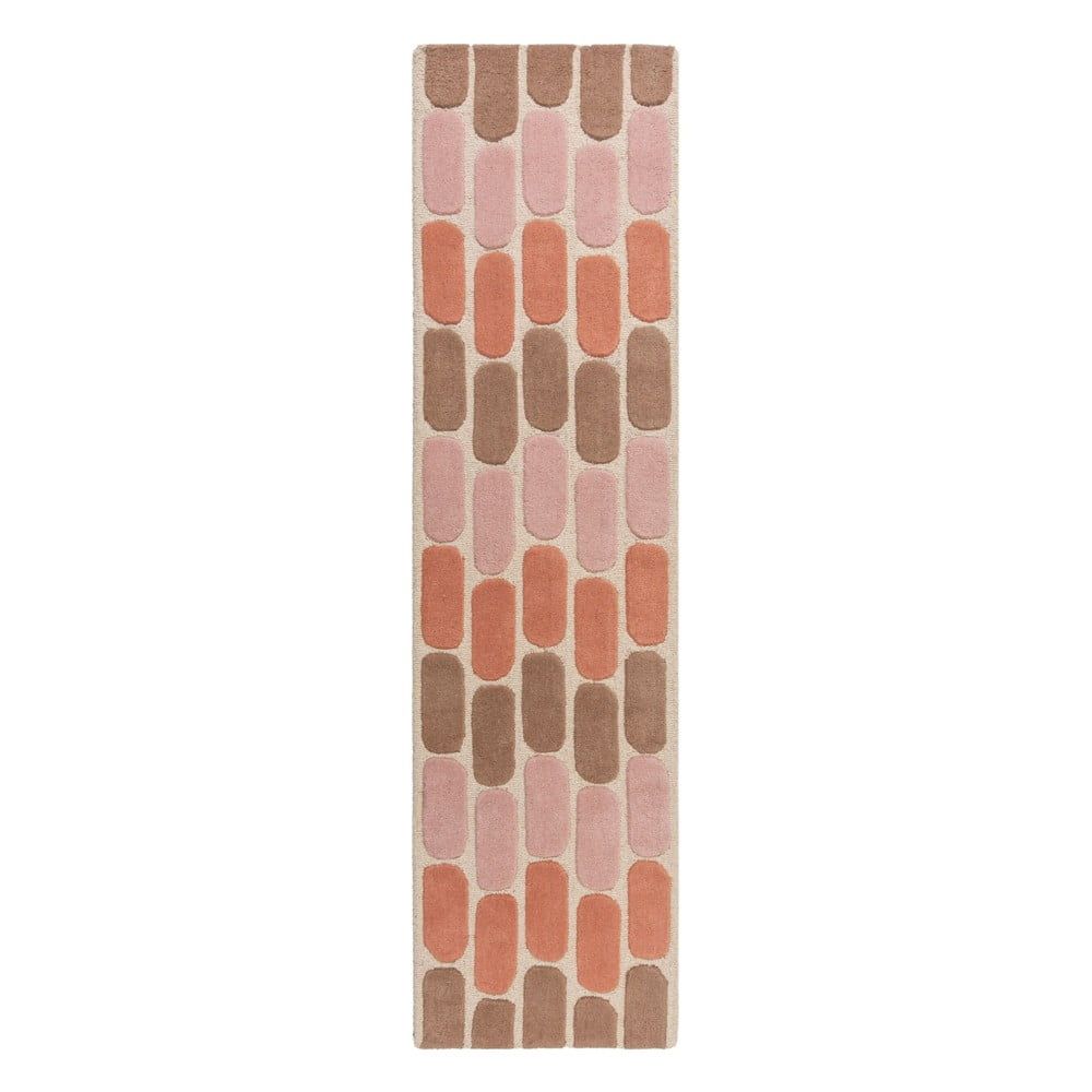 Oranžový vlnený behúň Flair Rugs Fossil, 60 x 230 cm