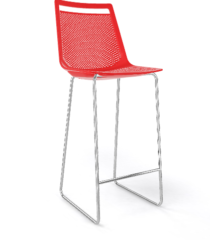 GABER - Vysoká barová stolička AKAMI ST, červená/chróm