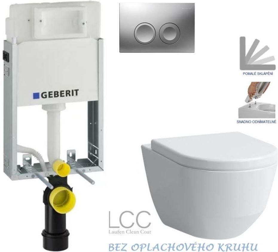 GEBERIT KOMBIFIXBasic vr. matného tlačidla DELTA 25 + WC LAUFEN PRO LCC RIMLESS + SEDADLO 110.100.00.1 21MA LP2