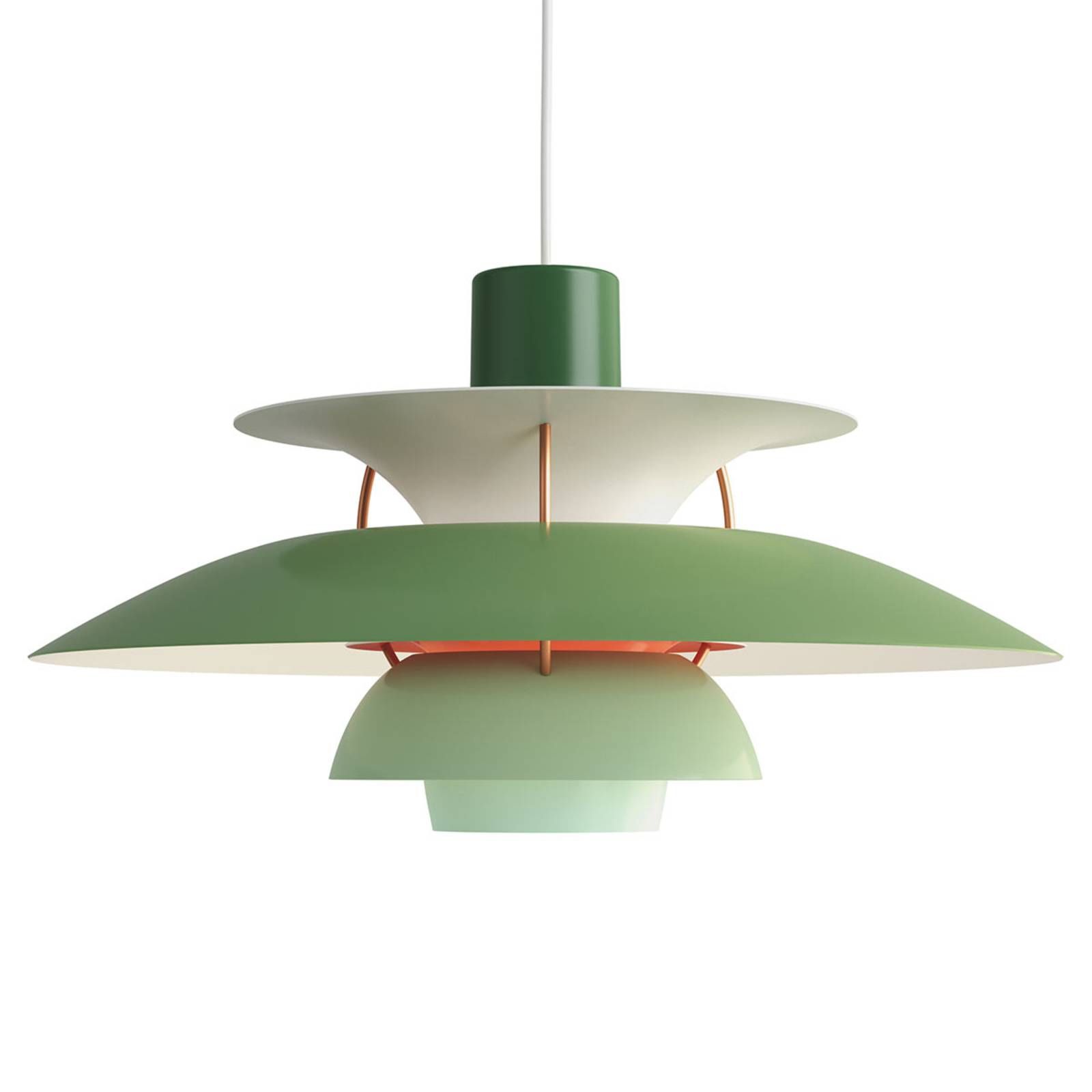 Louis Poulsen PH 5 dizajnérska lampa, zelená, Obývacia izba / jedáleň, hliník, E27, 75W, K: 26.7cm