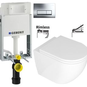 GEBERIT KOMBIFIXBasic vr. chrómového tlačidla DELTA 51 + WC REA Carlo Mini Basic Rimlesss + SEDADLO 110.100.00.1 51CR CB1