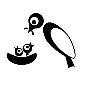 Pieris design Hniezdo s vtákmi - jarná nálepka na okno tyrkysová