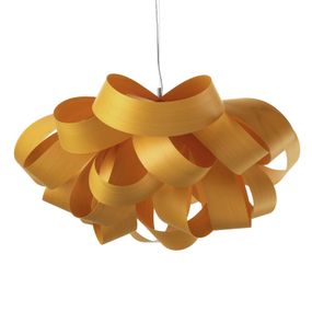 LZF LamPS Agatha Small závesná lampa, 78x76 cm, žltá, Obývacia izba / jedáleň, drevená dyha, kov, E27, 14W, P: 78 cm, L: 76 cm, K: 37cm