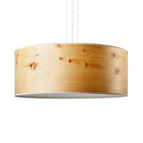 LeuchtNatur Discus závesná lampa 35 cm Limba biela, Obývacia izba / jedáleň, drevo, kov, E27, 10W, K: 15cm