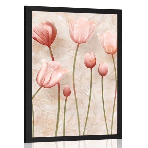 Plagát staroružové tulipány - 40x60 black