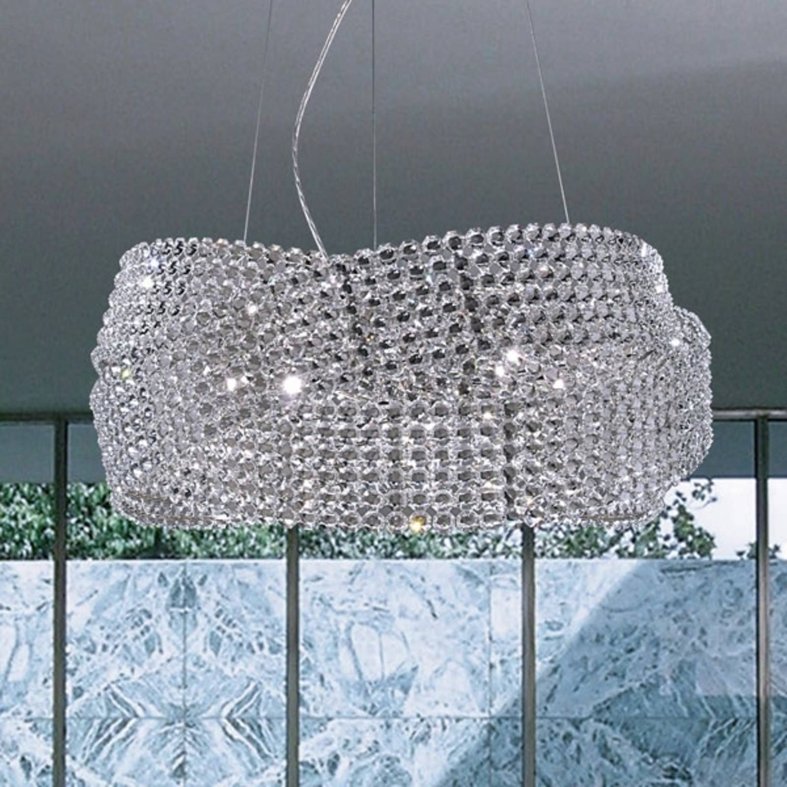 Marchetti Krištáľová závesná lampa Diamante Ø 95 cm, Obývacia izba / jedáleň, kov, sklenený krištáľ, G9, 75W