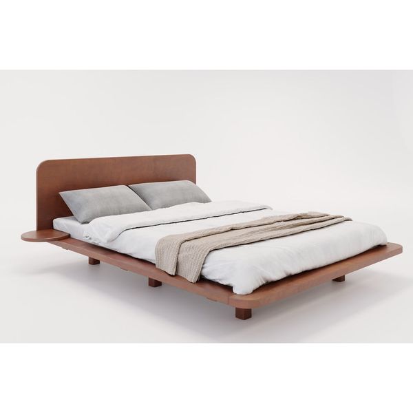 Hnedá dvojlôžková posteľ z bukového dreva 140x200 cm Japandic - Skandica