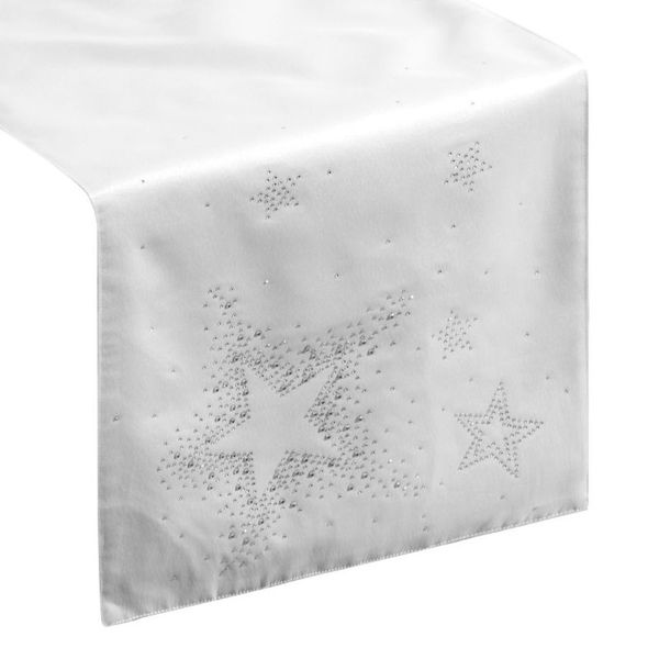 DomTextilu Vianočný obrus štóla v bielo striebornej kombinácii 33214-163986 Biela 35x140