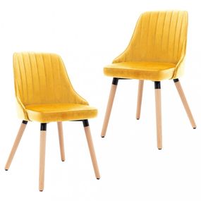 Jedálenská stolička 2 ks zamat / buk Dekorhome Žltá