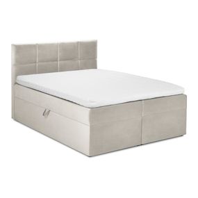 Béžová zamatová dvojlôžková posteľ Mazzini Beds Mimicry, 180 x 200 cm