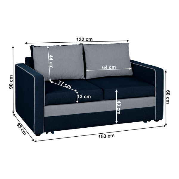 Rozkladacia pohovka, svetlomodrá/modrá, DADA