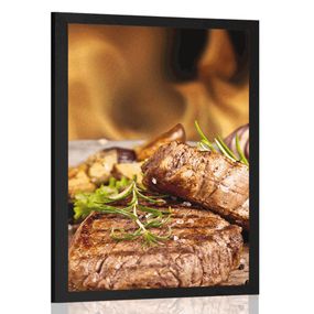 Plagát grilovaný hovädzí steak - 40x60 black