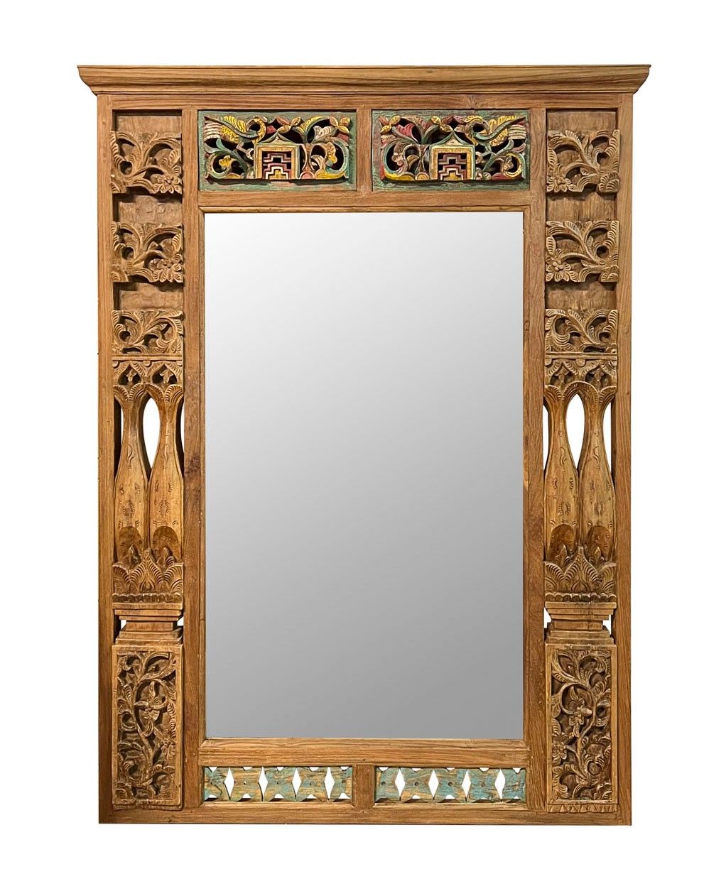 Estila Rustikálne nástenné zrkadlo Merida s obdĺžnikovým rámom z masívneho teakového dreva hnedej farby 170cm