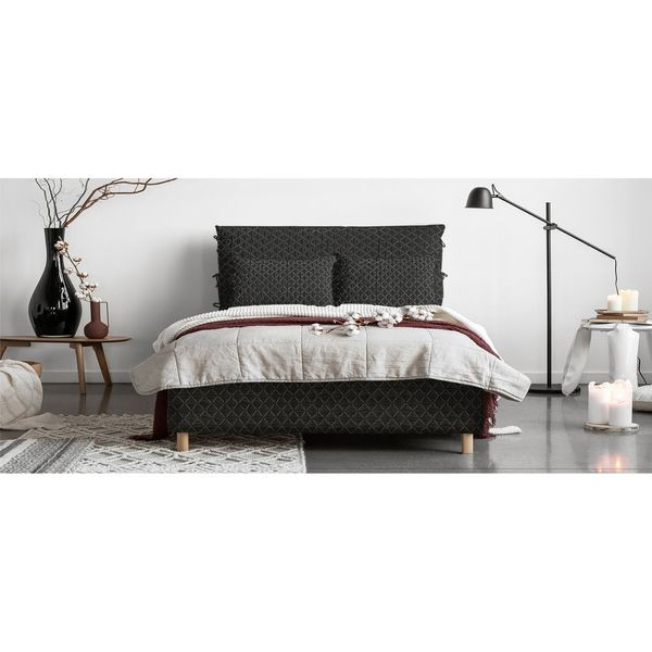 Čierna čalúnená dvojlôžková posteľ s roštom 160x200 cm Sleepy Luna – Miuform
