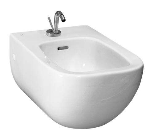 Laufen Palomba Collection - Závesný bidet, 540 mm x 360 mm biela – s 1 otvorom na batériu uprostred, 2 bočné otvory na vodovodnú prípojku, s LCC H8308014003041