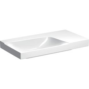 Geberit Xeno 2 - Umývadlo 900x480 mm, bez otvoru na batériu, bez prepadu, s odkladacou plochou vpravo, s KeraTect, biela 500.534.01.1