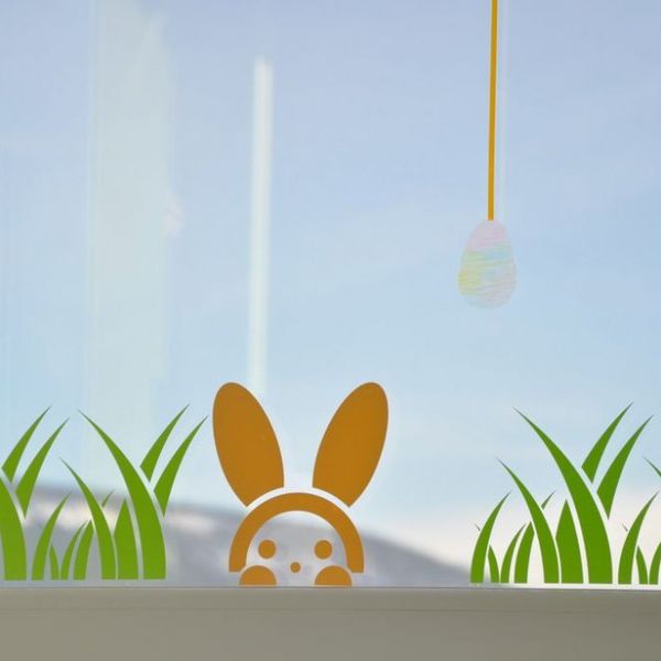 Pieris design Vykukujúci zajačik - nálepka na okno žltá
