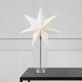 Markslöjd Stojaca LED hviezda Mathilda nikel/biela batéria, Obývacia izba / jedáleň, papier, oceľ, 0.06W, L: 45 cm, K: 68cm