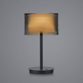 BANKAMP Grand Groove stolová LED lampa, Obývacia izba / jedáleň, hliník, sklo, 22W, K: 34cm