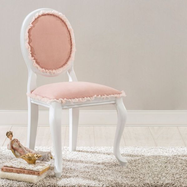 Rustikálna čalúnená stolička ballerina - biela/lososová