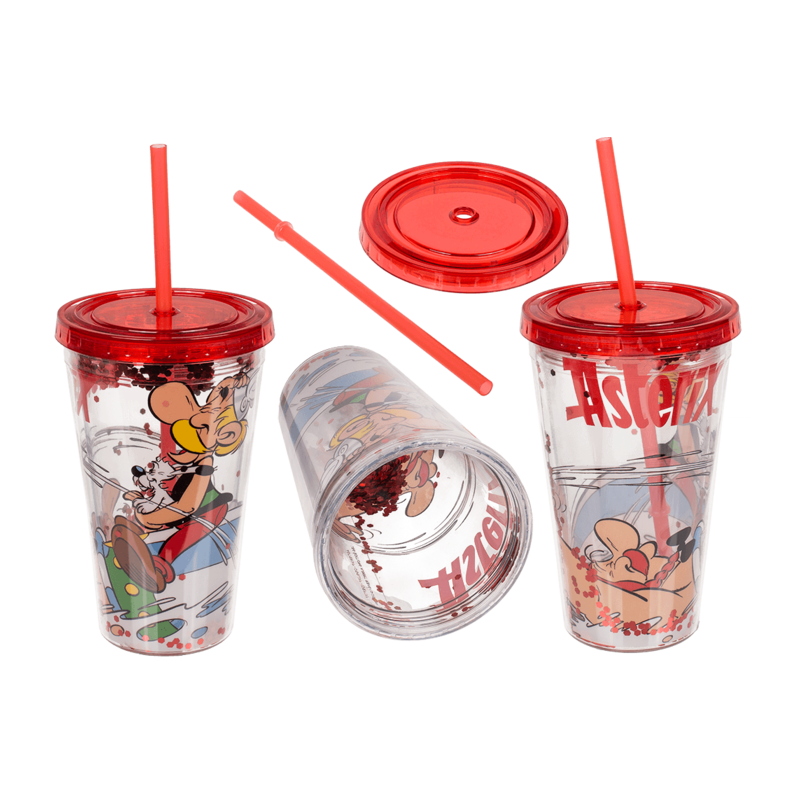 71-3323 Plastový pohár so slamkou - Asterix a Obelix 500ml 