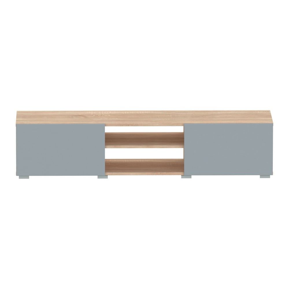 Sivý TV stolík v dekore duba 140x31 cm Podium - TemaHome