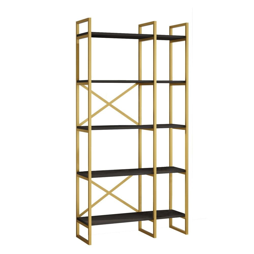 Čierny/zlatý regál 87,5x175 cm Monica - Kalune Design