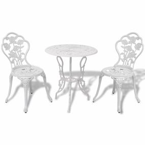 Záhradný bistro set 3 ks liaty hliník Dekorhome Biela