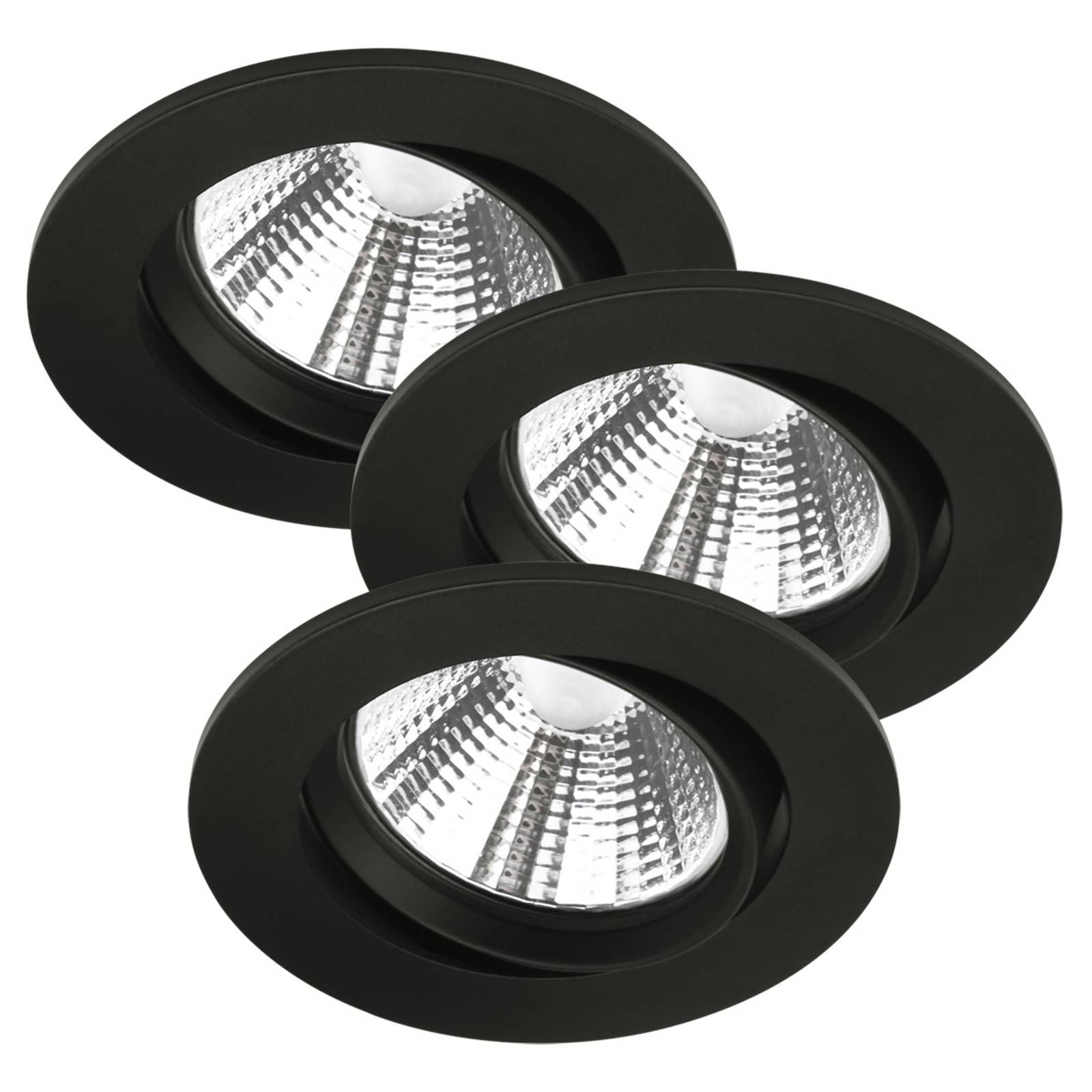 Nordlux Stropné zapustené LED Freemont 2700 K 3 ks, čierne, Obývacia izba / jedáleň, kov, plast, 5.5W