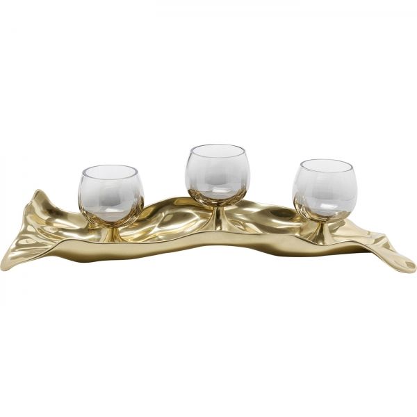 KARE Design Svícen na čajovou svíčku 3 Jade - zlatá