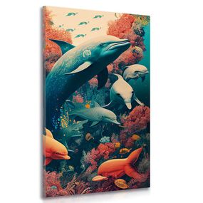 Obraz delfíny v surrealizme - 60x120
