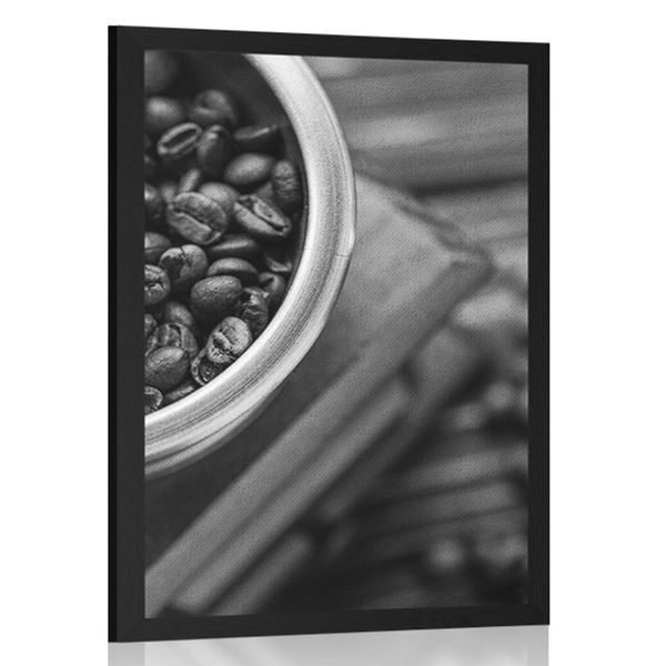 Plagát vintage mlynček na kávu v čiernobielom prevedení - 20x30 white