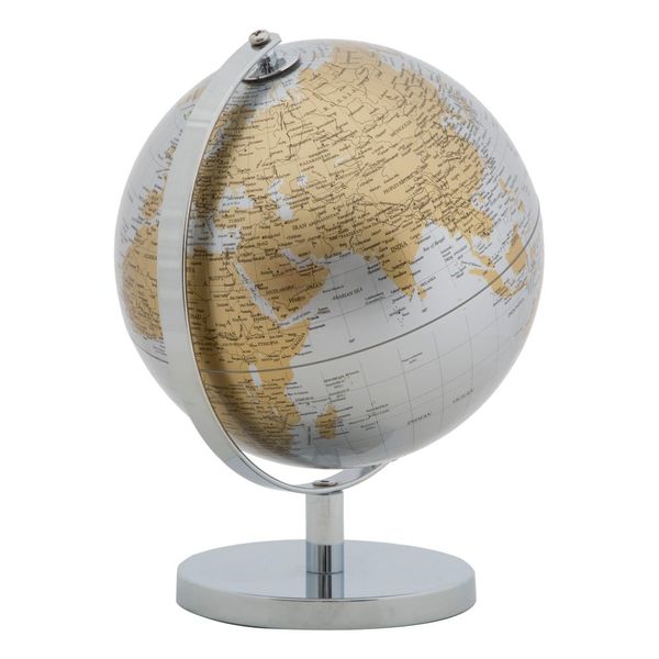 Stolová dekorácia v strieborno-zlatej farbe Mauro Ferretti Globe, výška 28 cm