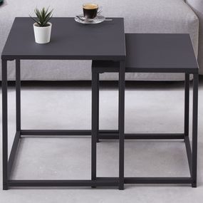 Estila Industriálny dizajnový set čiernych konferenčných stolíkov Industria Durante z kovu 40cm